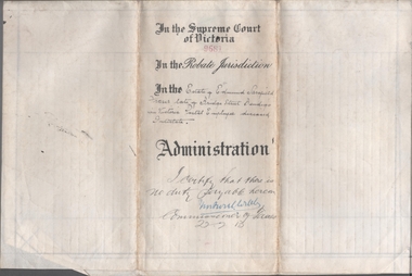 Legal record - FRASER Edmund Sarsfield - Probate, Watson, James & Rogers, Rogers Collection, 18.02.1913