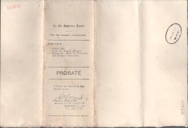 Legal record - FRY, James - Probate, Watson, James & Rogers, Rogers Collection, 24.01.1938