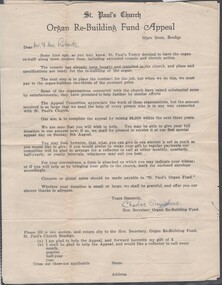 Document - St Paul's Church - Organ Re-building Fund Appeal