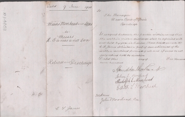 Legal record - EAMES Henry and Thomas - Release and Discharge Certificates, Watson, James & Rogers, Rogers Collection, 1900