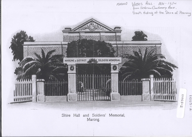 Document - Shire of Marong Voter's Roll 1834 - 1934, South Riding