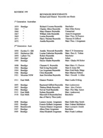 List of descendants of Richard Reynolds and Eleanor Hinde. It includes places lived.
