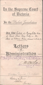 Legal record - ELLIS Mary - Probate and adminstration, Watson, James & Rogers, Rogers Collection