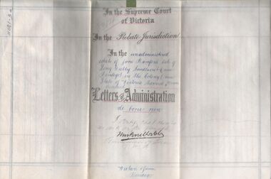Legal record - BAMFORD Jane - Probate, Watson, James & Rogers, Rogers Collection