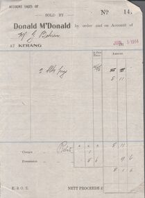 Legal record - BEHRENS G - Receipts, Watson, James & Rogers, Rogers Collection, 1914 - 1915