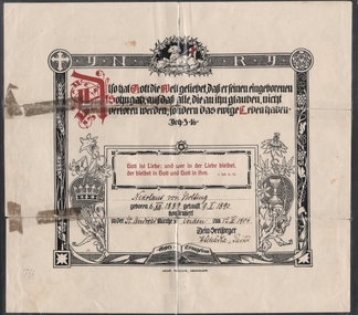 Certificate - Peter Ellis Collection - Confirmation Certificate, 12.4.1906