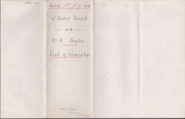 Legal record - BENNETT Herbert - Deed of partnership, Watson, James & Rogers, Rogers Collection, 1919