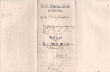 Legal record - BENNETT James - Probate, Watson, James & Rogers, Rogers Collection, 1886