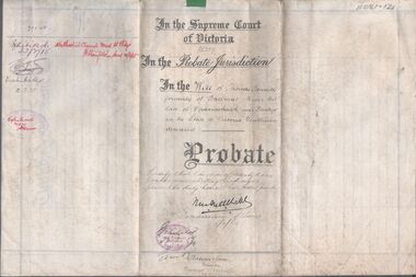 Legal record - BENNETTS Thomas - Probate, Watson, James & Rogers, Rogers Collection, 1914
