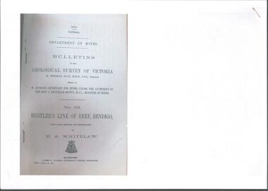 Document - Geological Survey of Victoria, Hustlers Line of Reef, Bendigo, April, 2014