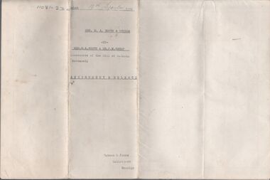 Legal record - BOOTH Benjamin - Probate, Watson, James & Rogers, Rogers Collection, 1886, 1926, 1936