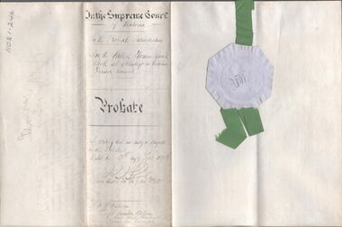 Legal record - BOOTH Thomas Reddish - Probate, Watson, James & Rogers, Rogers Collection, 1893