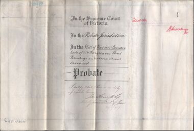 Legal record - BOWMAN Alice Esther Lavinia - Probate, Watson, James & Rogers, Rogers Collection, 1907