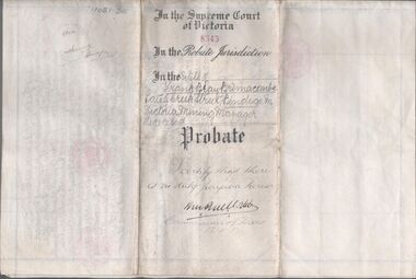 Legal record - BRIMACOMBE Frank Bray - Probate, Watson, James & Rogers, Rogers Collection, 1912