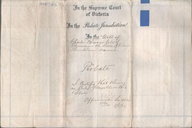 Legal record - BROWN David - Probate, Watson, James & Rogers, Rogers Collection, 1908