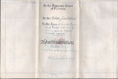 Legal record - BROWN Mary Ann - Probate, Watson, James & Rogers, Rogers Collection, 1896