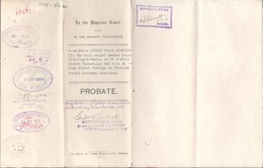Legal record - BROWNING Reuben Frank - Probate, Watson, James & Rogers, Rogers Collection, 1929