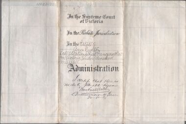 Legal record - BURTON Ann - Administration, Watson, James & Rogers, Rogers Collection, 1911