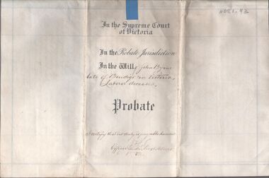 Legal record - BYRNE John - Probate, Watson, James & Rogers, Rogers Collection, 1902