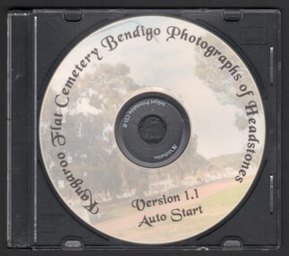 Ephemera - Edith Perry Collection: CD of Kangaroo Flat Cemetery Bendigo, photographs of Headstones, 1966