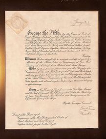 Certificate - IAN DYETT COLLECTION: Knighthood Declartion