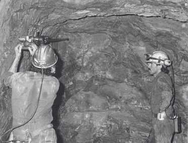 Photograph - AUSTIN COLLECTION:  Operating rock drill, Central Deborah Gold Mine, Possibly 1990's