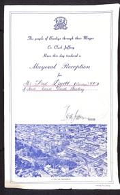 Certificate - IAN DYETT COLLECTION: Fred Dyett Mayoral Reception Certificate