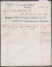 Administrative record - Abbott Collection: July to Dec 1904: records and receipts for purchases by J.H. Abbott & Co from a number of companies, 1904