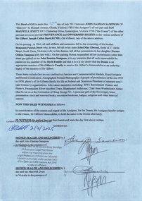 Document - IAN DYETT COLLECTION: Deed of Gift Dated 12.7. 2011