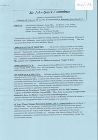 Document - Sir John Quick Committee Minutes, Michele Matthews Collection, February and March 1999