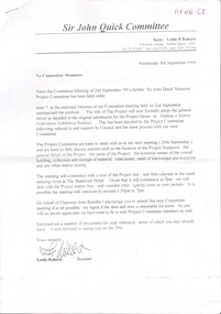 Document - Sir John Quick Committee Minutes, Michele Matthews Collection, 29.9.1999