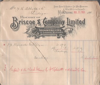 Administrative record - Abbott Collection: July to Dec 1905: records and receipts for purchases of gelignite by J.H. Abbott & Co. from a number of companies