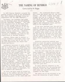 Print - The Naming of Bendigo