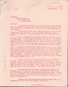 Letter - Bendigo the Racehorse, 17th Fabruary 1968