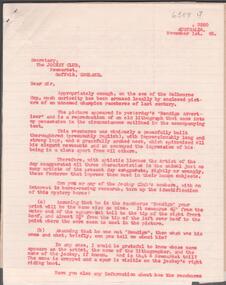 Letter - Bendigo the Racehorse, 17th Fabruary 1968