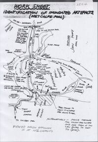 Map - Laminated worksheet - identification of inundated artifacts at Lake Eppalock