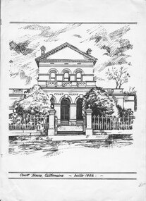 Drawing - Bendigo Advertiser Collection:  Castlemaine Court House and School