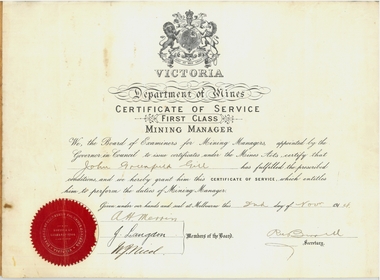 Document - Certificate of Service John Greenfield Gill, 2.11.1914