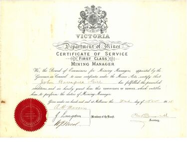 Document - Certificate of Service John Greenfield Gill, 2.11.1914