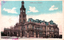 This coloured card shows Sydney Town Hall with horse-drawn carriages in front: On the card is printed “TOWN HALL SYDNEY Copyright.”
