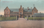 This coloured card shows the front of a large hospital building with verandahs and a fenced entrance: On the card is printed “Newcastle Hospital, N. S. W.”