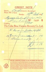 Financial record - INVOICE COLLECTION: The Cohn Bros