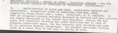 Document - National Trust Collection: Mechanics Institute - School of Mines - Technical College, & Royal Princess Hotel, 1977-1983