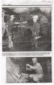 Newspaper - AUSTIN COLLECTION:  Diamond drill at Williams United Gold Mine, Eaglehawk, 1987