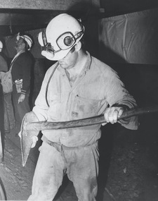 Photograph - AUSTIN COLLECTION: miner with peiican pick, 1987