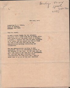 Document - National Trust Collection: Bendigo Town Hall, 1971-1978