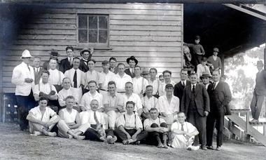 11072.3a Group of men and Children, and dog at a cricket match.