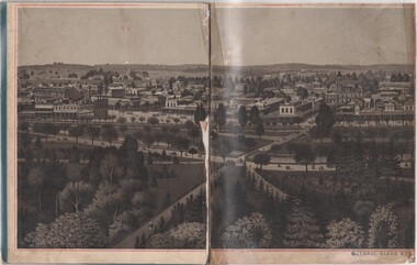 Photograph - National Trust Collection: "Album of Sandhurst Views" sketches of Bendigo buildings forming a leporello (folding book), 09/06/2025