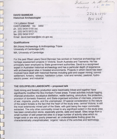 Booklet - The Goldfields Landscape, David Bannear, 2001
