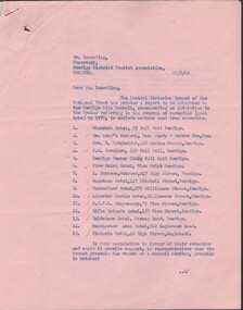 Document - National Trust Collection:  two-page nominating 15 properties to retain their cast-iron verandahs, 22/08/1968